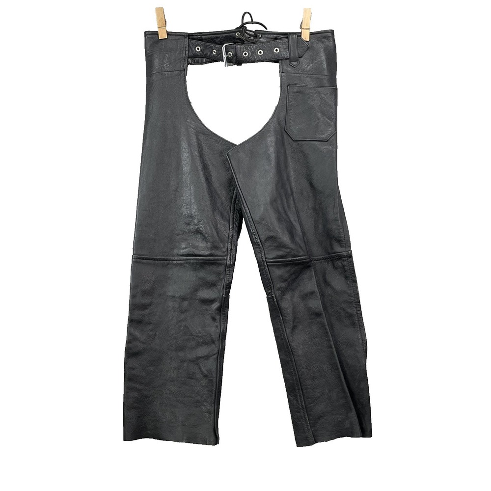 Z1R 100% Leather Chaps Men's Medium Motorcycle Biker Western Cowboy Riding‎ 90's